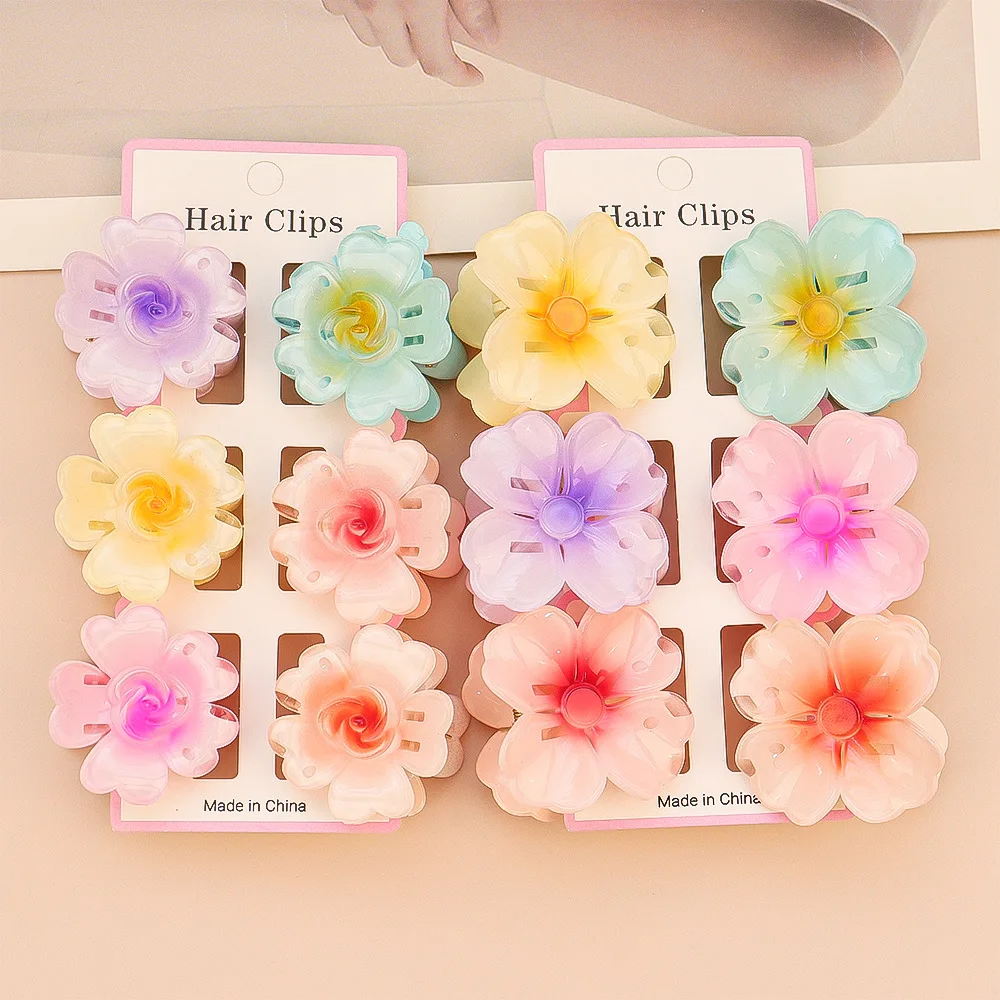 6 pçs elegante doce gradiente flor tubarão garra de cabelo clipe braçadeira presilhas hairpin para menina feminino temperamento headwear acessórios