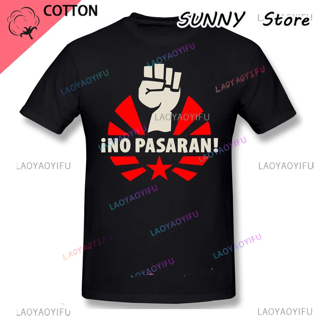 Popular Hot TShirt No Pasaran Fist & Star Anime Clothes Shirt Design Communism Marxism Socialism CCCP Soviet Union Men T-Shirt