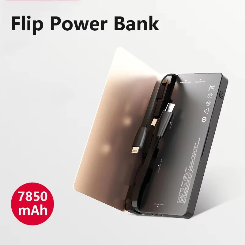 CCC 7850mAh Power Bank Fast Charging Portable Charger with Cable for iPhone 18 Pro Max Samsung Galaxy External Battery Powerbank