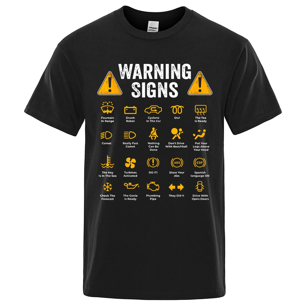 Funny Driving Warning Signs 101 Auto Mechanic Gift Driver T-Shirt Fashion Casual T Shirt Cotton Mens Tops Tees Casual Oversized