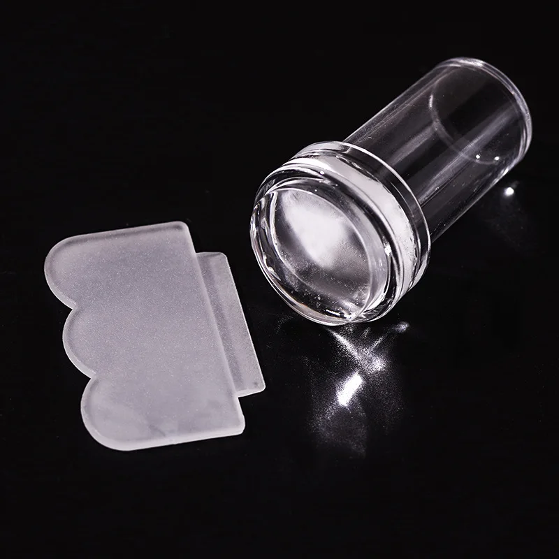 Nail Art Printing Plate Transfer Stamp Scraper Tool Set French Side Pressing Stamp Transparent Silicone Jelly Transfer Head