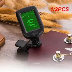 JETuner universel à clipser avec écran LCD, noir, rotatif, résistant à 360, réglage automatique, JEBass, ukulélé, accordeur de violon, 1,2 pièces