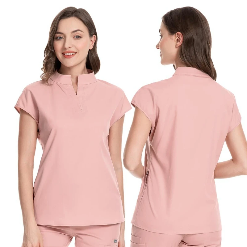 2026 Latest Women Scrub Suit Short Sleeve Quick Dry Workwear Professional Two Piece Uniform for Hospital Clinic Beauty SPA