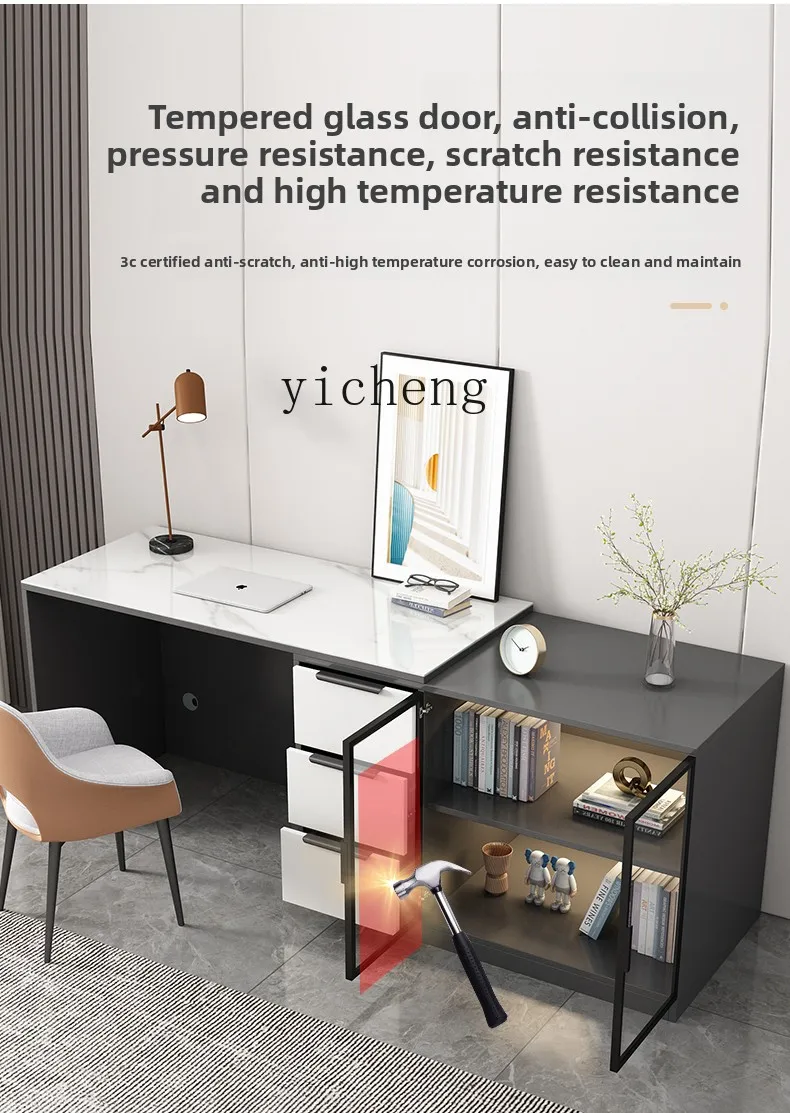 Scrivania per Computer Moderna e Minimalista con Libreria Integrata per Uso Domestico