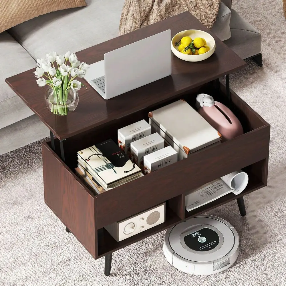 

31.5 Lift Top CoffeeTable ModernTable W Hidden CompartmentWood Legs For Home
