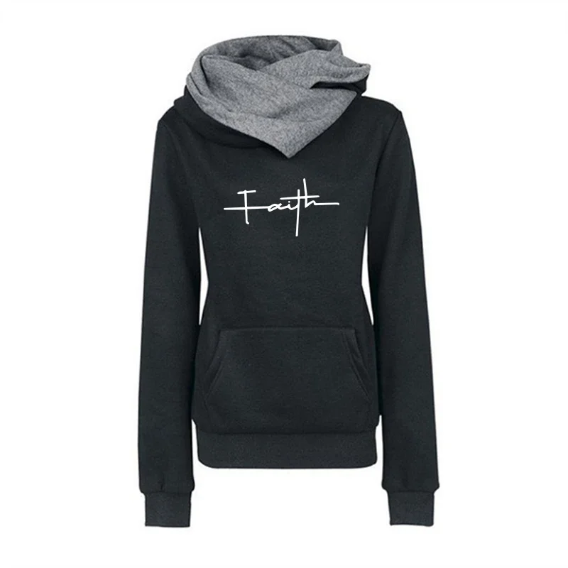Daily Women's Hoodies Print Irregular Collar Hooded Sweatshirts Outdoors Casual Sports Clothing AutumnWinter Quality Street Tops