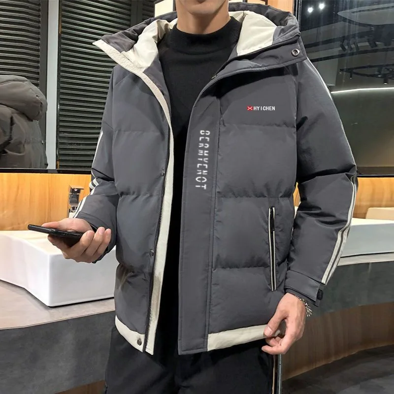 2023 neue Männer Daunen Baumwoll mantel Winter jacke kurze lose Mode Parkas verdicken warme Freizeit Outwear Kapuze einfachen Mantel