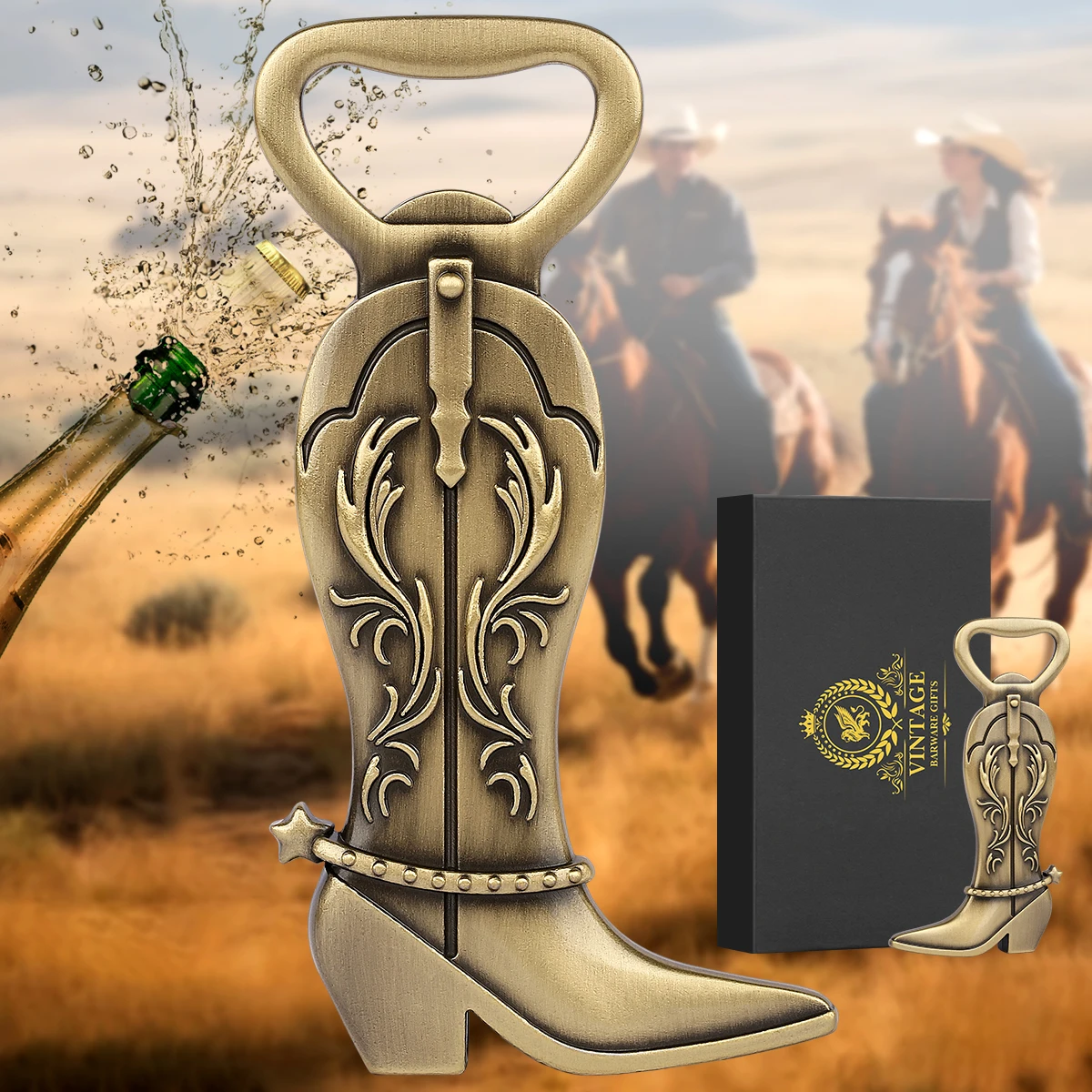 

Creative Cowboy Boots Bottle Opener Retro Metal Beer Corkscrew Portable Home Bar Tools Bronze/Gray Boots Openers Gifts for Women