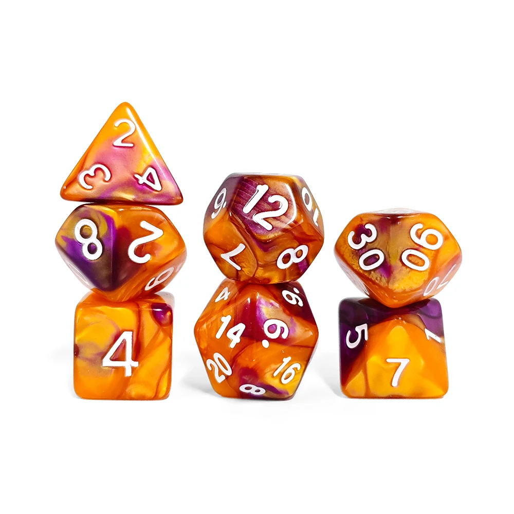 7Pcs/Set DND Blend Dice Colours Mixing Effect Unique Polyhedral Dices for RPG Role Playing Table Games Board Game Accessory