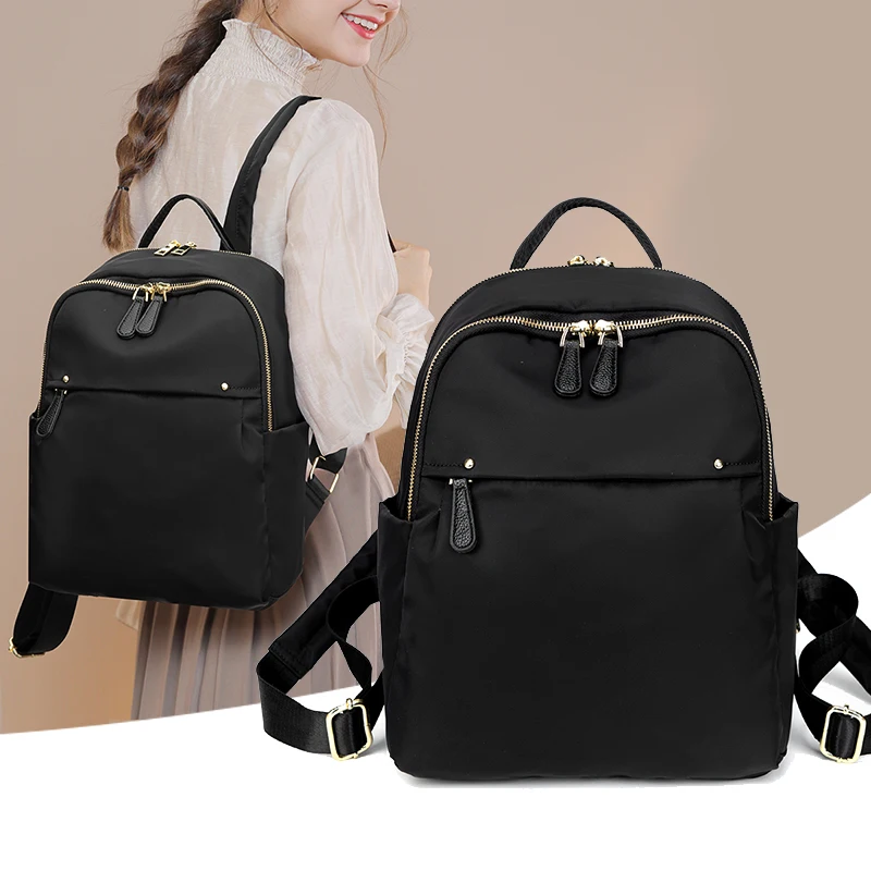 Elegant Backpack for Girls Female Minimalist Pack Bags Oxford Cloth Travelbag Daily Use Back Bag Lightwight Bookbags Waterproof