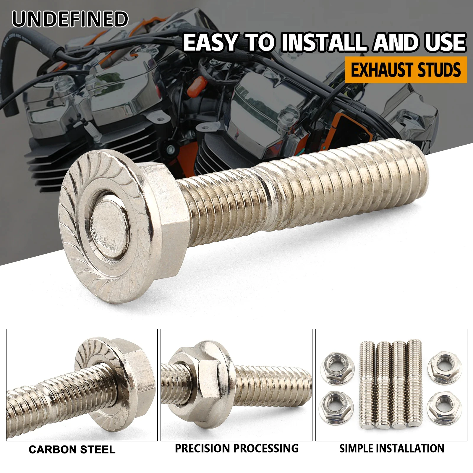 4 Pcs Motorcycle Exhaust Manifold Studs Nuts Screws For Harley Sportster XL883 XL1200 Dyna Softail Touring Twin-Cam 1984-2023