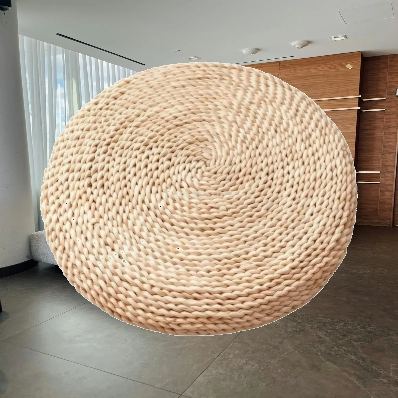 Corn Husk Braided Floor Cushion Meditation Mat for Tea Time Tatami Style Seating and Tranquil Reading Corners