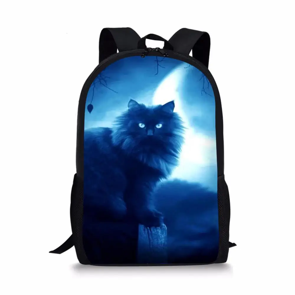 Mochila escolar con estampado 3D de gato para niños y niñas, morral escolar para adolescentes, bolsa de libros de viaje