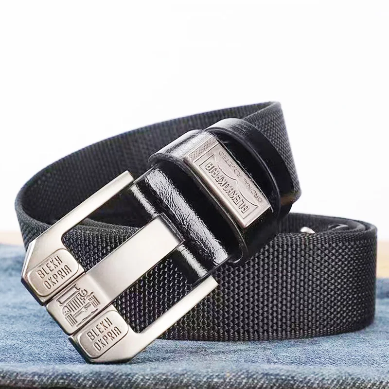 Cinturón de mezclilla informal vintage para hombre, hebilla de aleación, cinta de nailon, nuevo estilo, cinturón tejido extendido