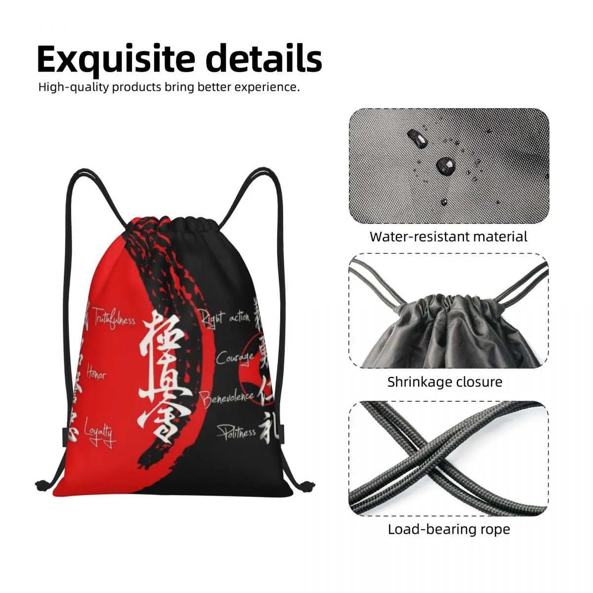 Custom Kyokushin Karate Bushido Waarden Trekkoord Tassen Voor Training Yoga Rugzakken Mannen Vrouwen Martial Arts Sport Gym Sackpack