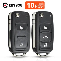 KEYYOU 10PCS 3BT Remote Flip key 434MHz ID48 Chip for VW Volkswagen GOLF PASSAT Tiguan Polo Jetta Beetle Skoda Seat Car Key