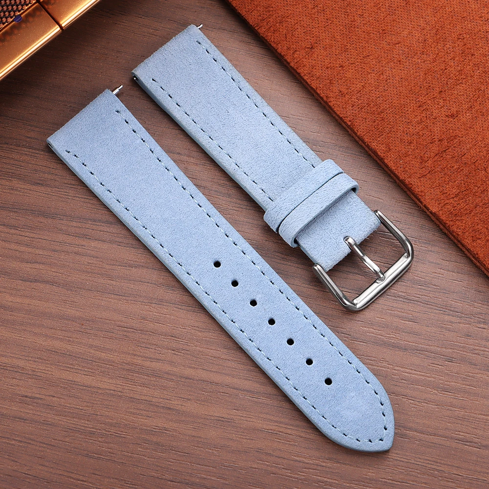 Wildleder-Uhrenarmband 18mm 19mm 20mm 22mm Grau Blau Schwarz Braun Genähtes Band Schnellverschluss Ersatz-Armband