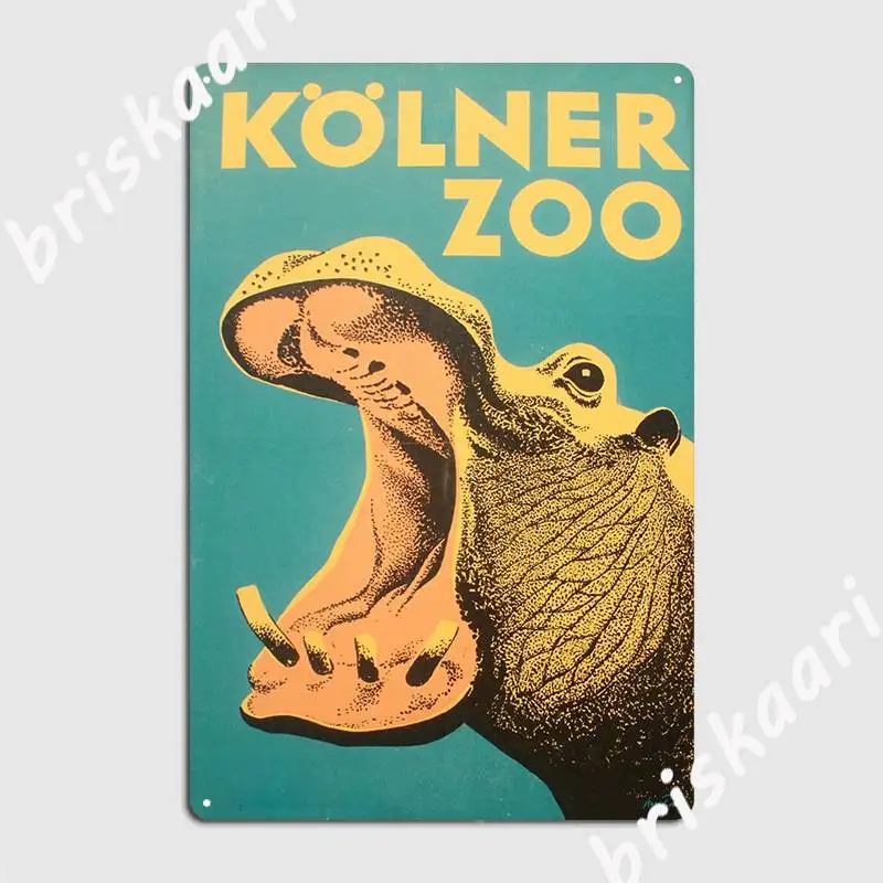 

Vintage Zoo Poster Hippopotamus Metal Plaque Poster Pub Retro Cave Pub Plates Tin Sign Poster