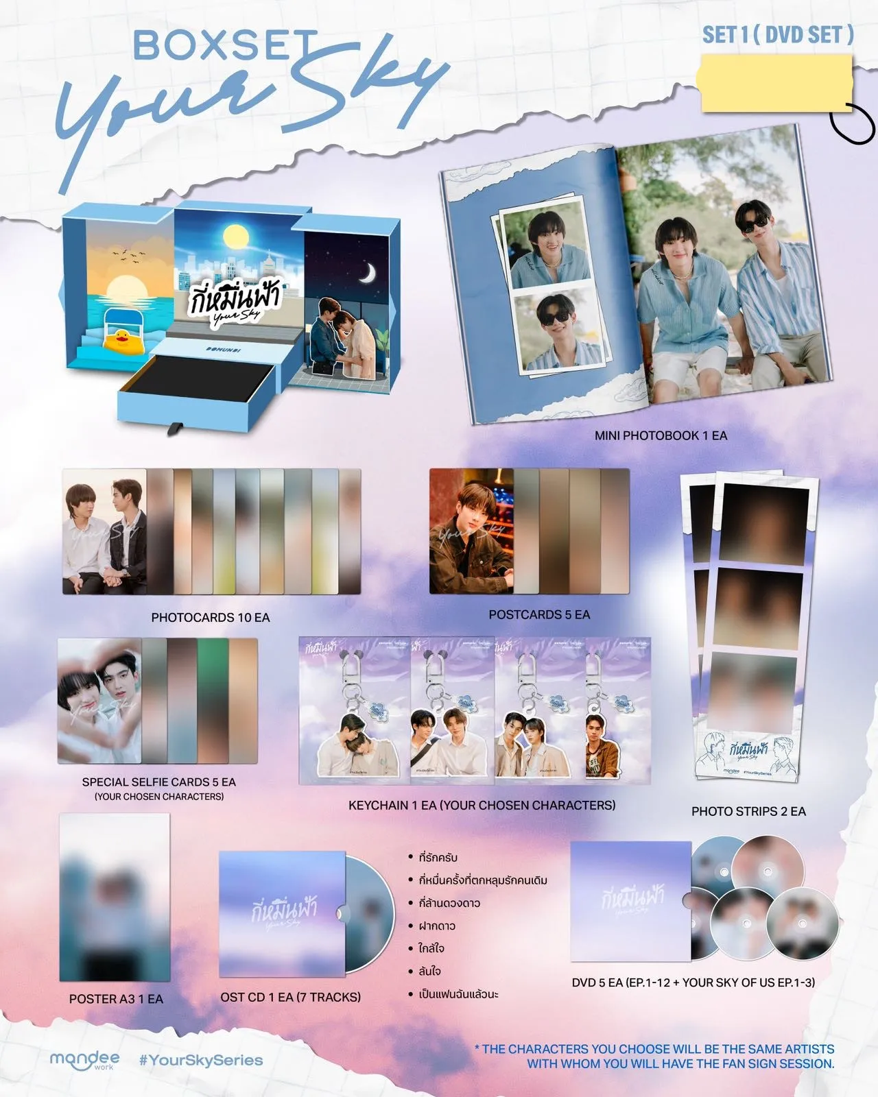 

2025 Thai drama Your Sky DVD Box Set Photo Book Postcards Poster USB Photo Strips