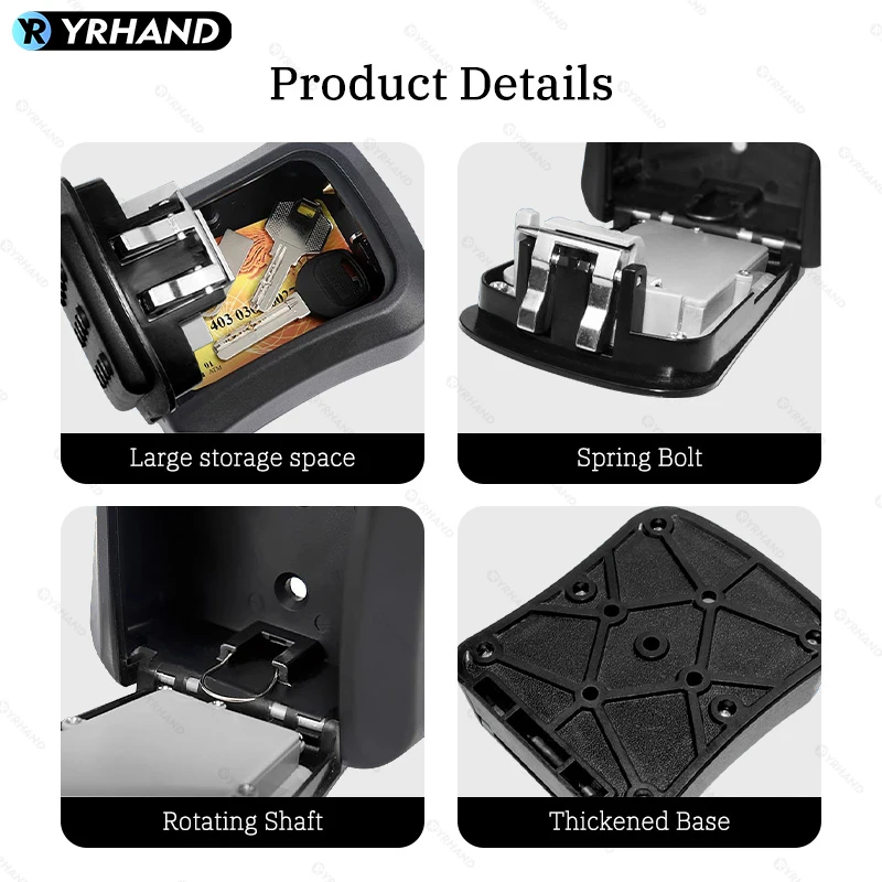 YRHAND Tuya APP Waterproof Outdoor Safe Security Intelligent Password Storage Lock Ttlock Unlock Box Anti-theft Padlock Box