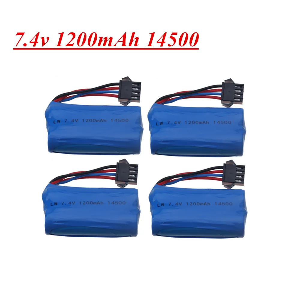 Li-ion bateria 7.4v 1200mah 14500, para controle remoto helicóptero quadcopter rc carro caminhão brinquedos peças com sm-3p plug