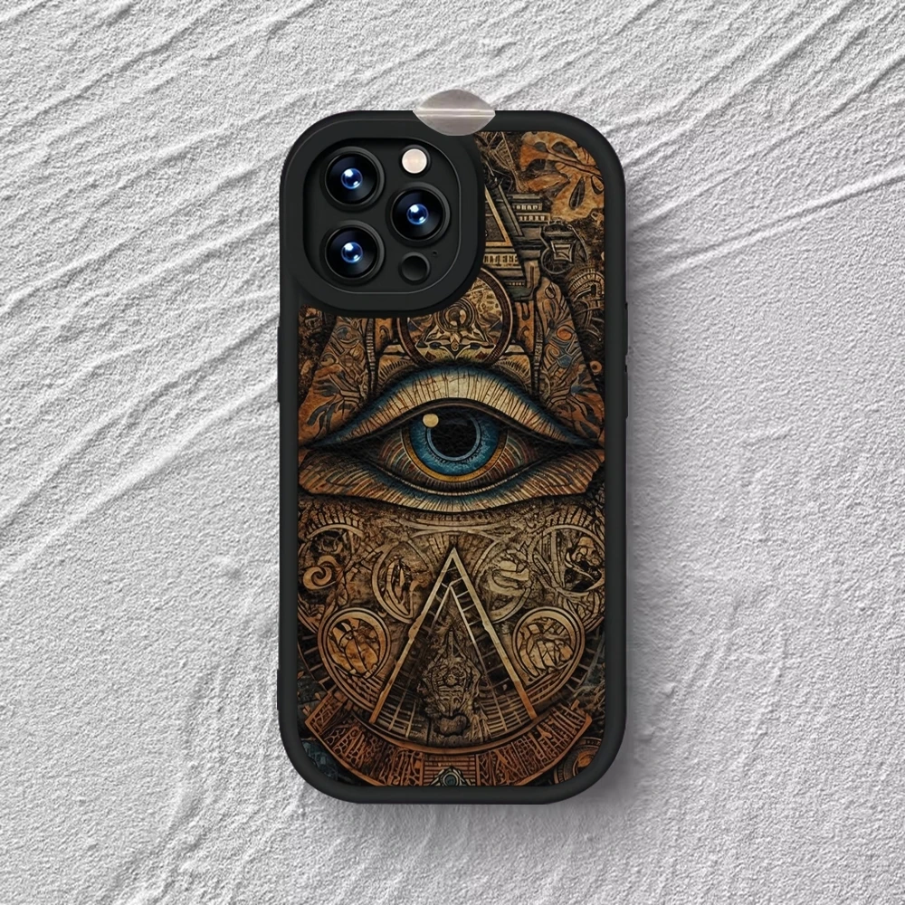 Egyptian Eye of Horus Art Phone Case Leather Black For IPhone 15 11 13 12 14 Pro Max Mini X Xr 8 Plus SE2020 Soft Silicone Cover