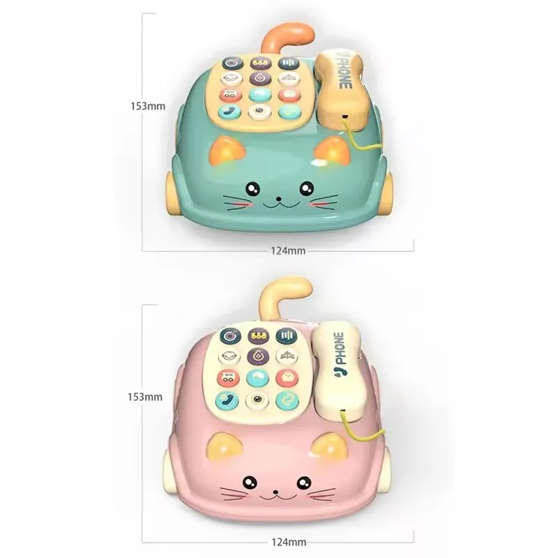 Bebê 3-em-1 brinquedos de telefone musical criança brinquedo de aprendizagem interativo com luzes gato telefone história educação precoce presente montessori