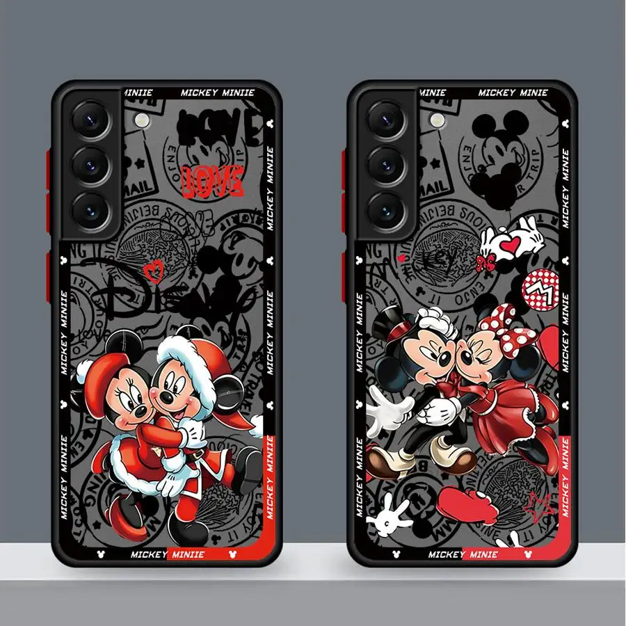 Disney Mickey Minnie Phone Case for Samsung Galaxy A11 A42 A71 A04s A04e A03s A02s A50 A30 A70 A10 A20 Black Soft Edge Cover