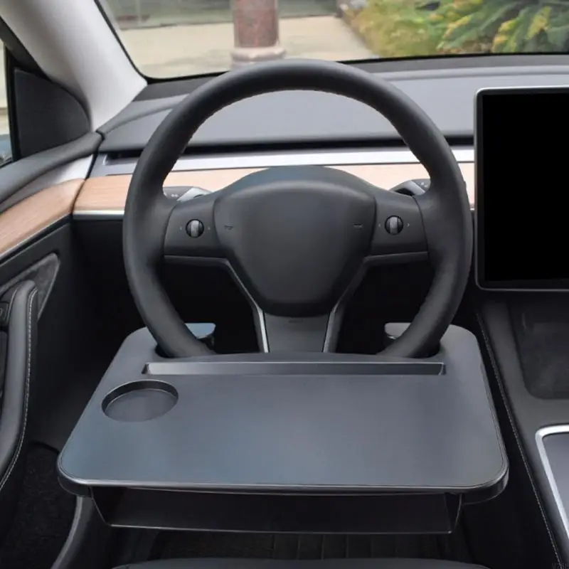 M76E Auto-Tabletttisch mit Tassenschlitz und Stauraum an der Sitzseite, Lenkradschreibtisch für geparkte Mahlzeiten – Detail 9