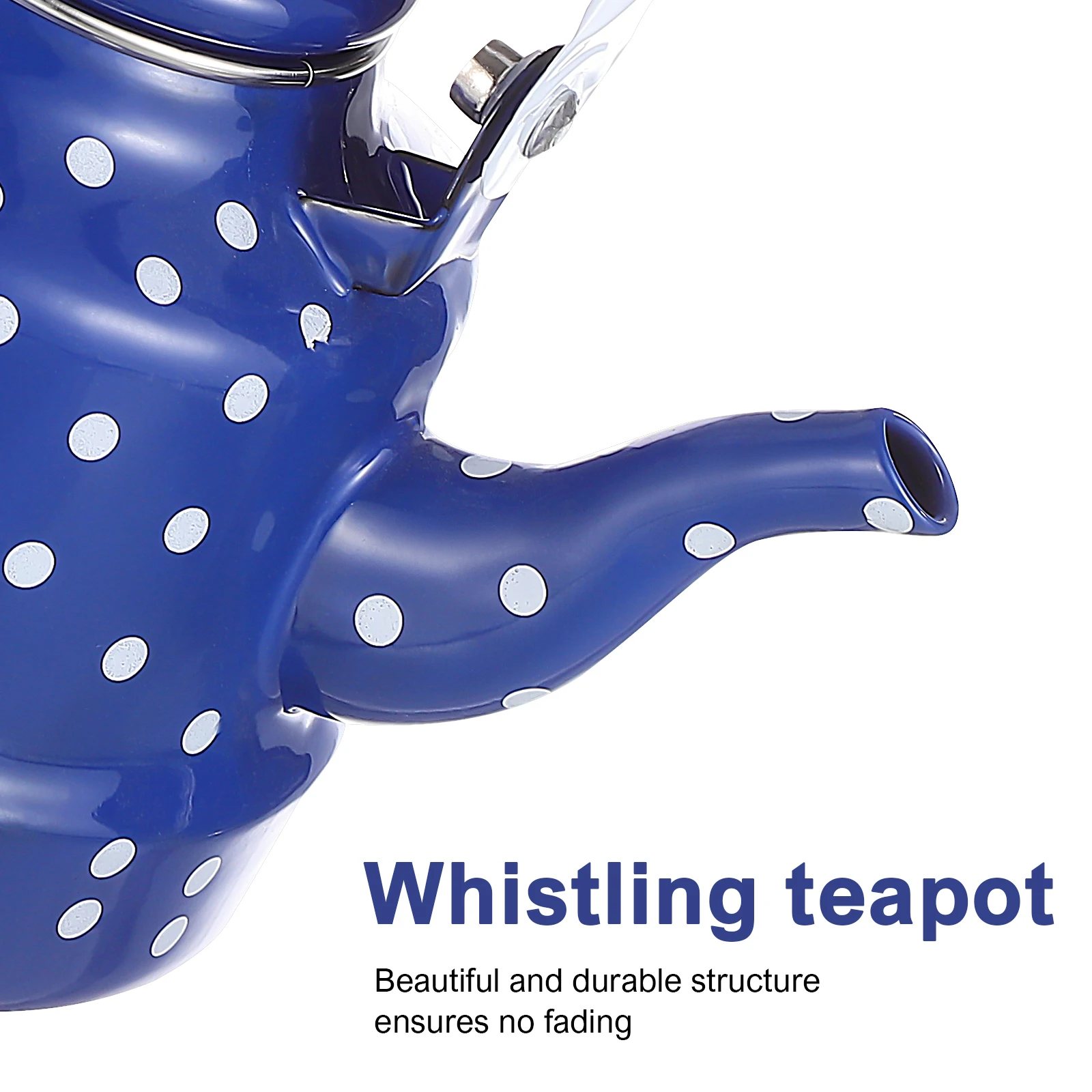 

Vintage Enamel Kettle Stovetop Non-Slip Ergonomic Handle Heat Resistant Dots Design Retro Tea Pot For Induction Electric Gas