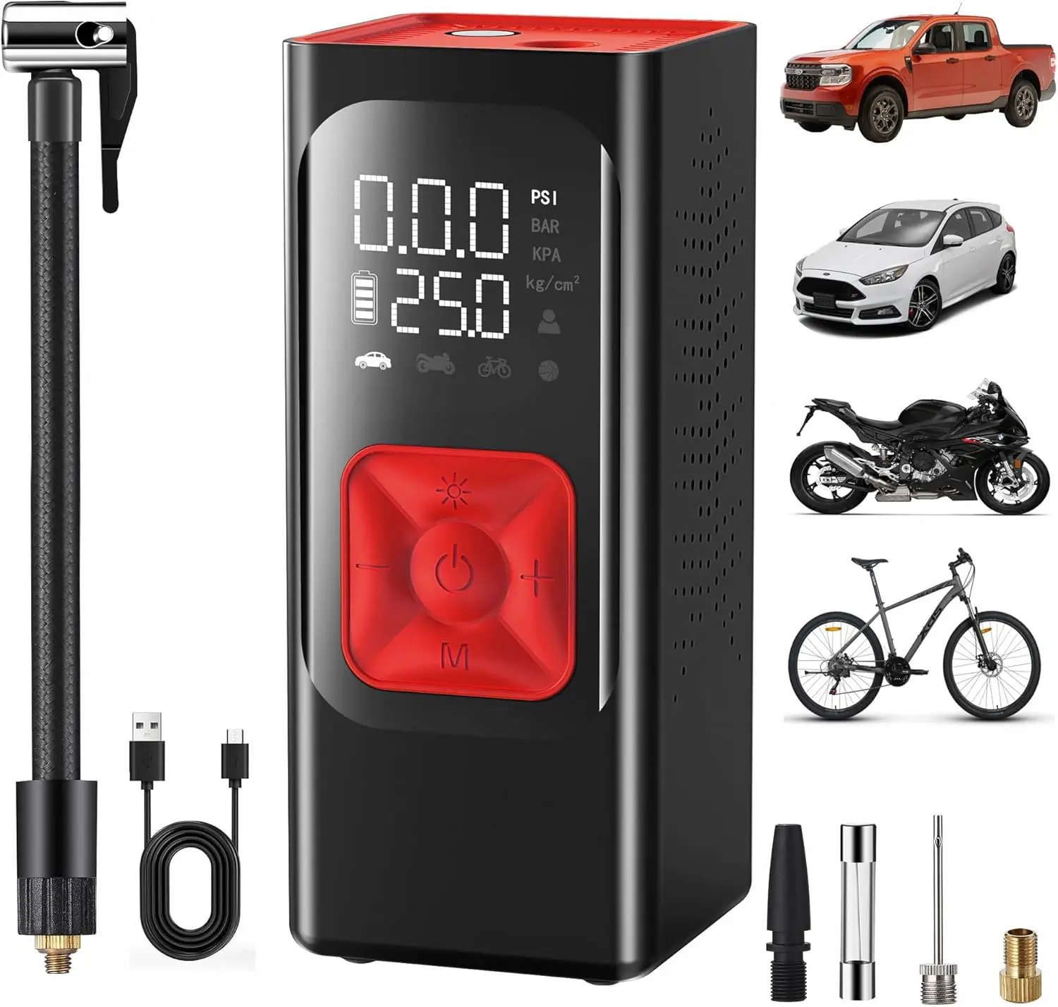 

Portable Tire Inflator 150PSI Air Compressor, 22000mAh Fast Inflation Pump with LED Light for Car, Bike, Moto, Truck