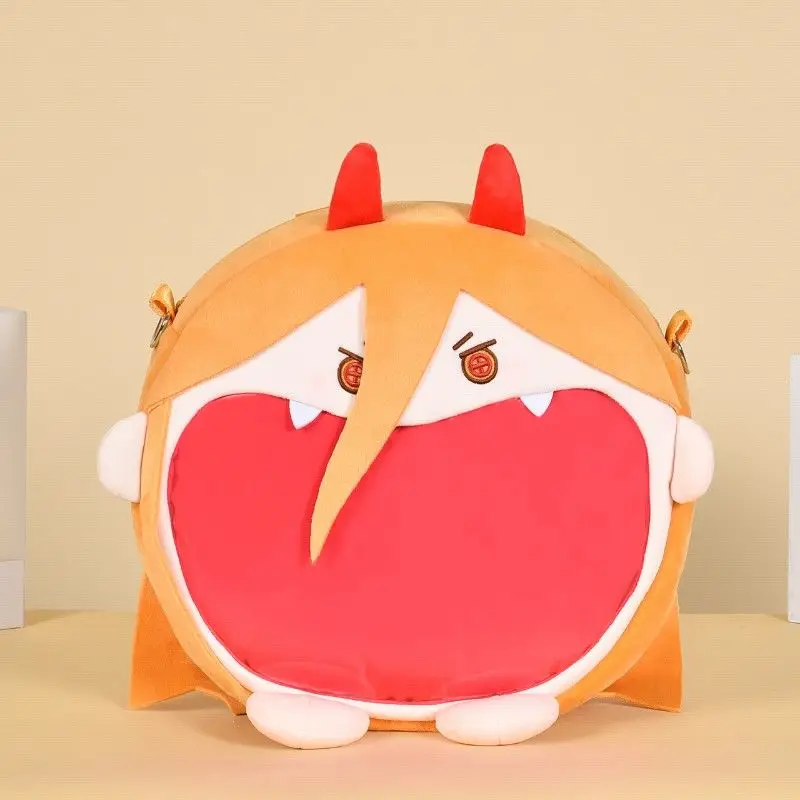 35Cm Chainsaw Man Power Demon Orange Zipper Cartoon Backpack Adjustable Straps Book Plush Doll Storage Anime Enthusiast Collect