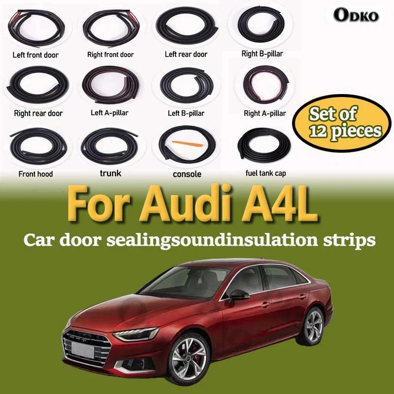 Car Door Seal Strip Rubber Noise Insulation Dustproof Seal Strip Not easy to Fall off For Audi A4L Car Accessories 12Pcs