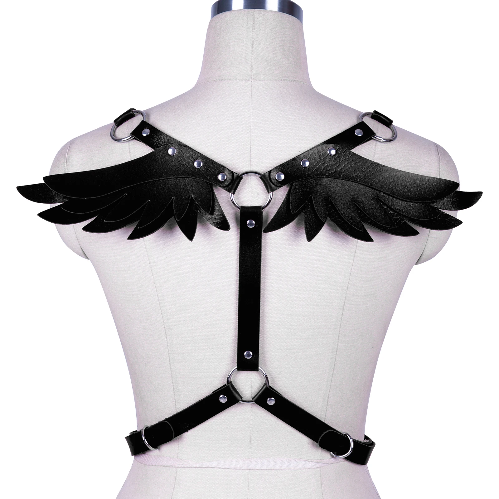 Gothic Leather Angel Wings Harness Top Cage Body Bondage Erotic BDSM Lingerie Harajuku Straps Thigh Garters Belt Stocking