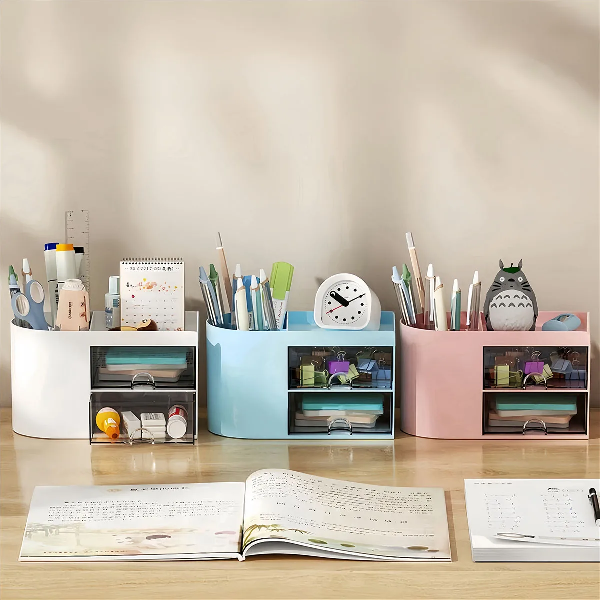 

Stationery storage box, student office desktop stationery storage box, multifunctional large capacity storage box