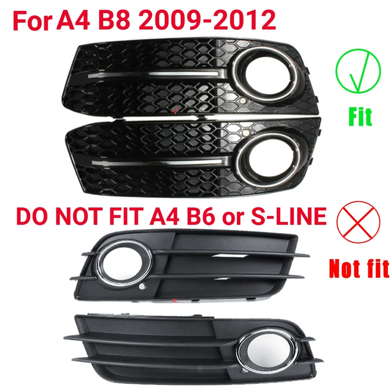

Glossy Black Car Front Fog Light Mesh Grille Cover For A4 B8 2009-2011 Fog Lamp Honeycomb Grille Cover-A28K