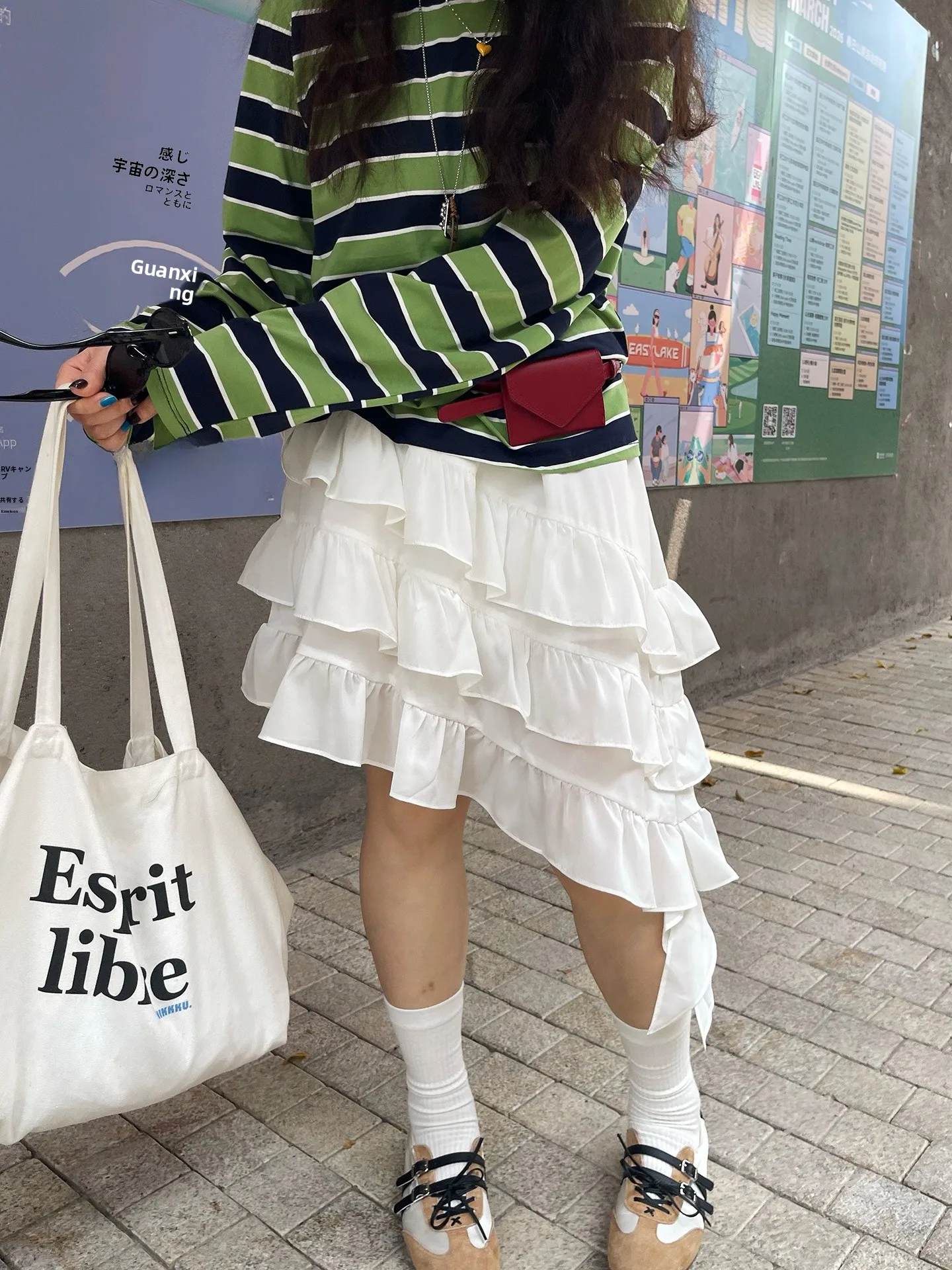 

Женская короткая юбка с высокой талией, в нежном стиле, с асимметричным подолом, из полиэстера, свободного кроя, лето 2026