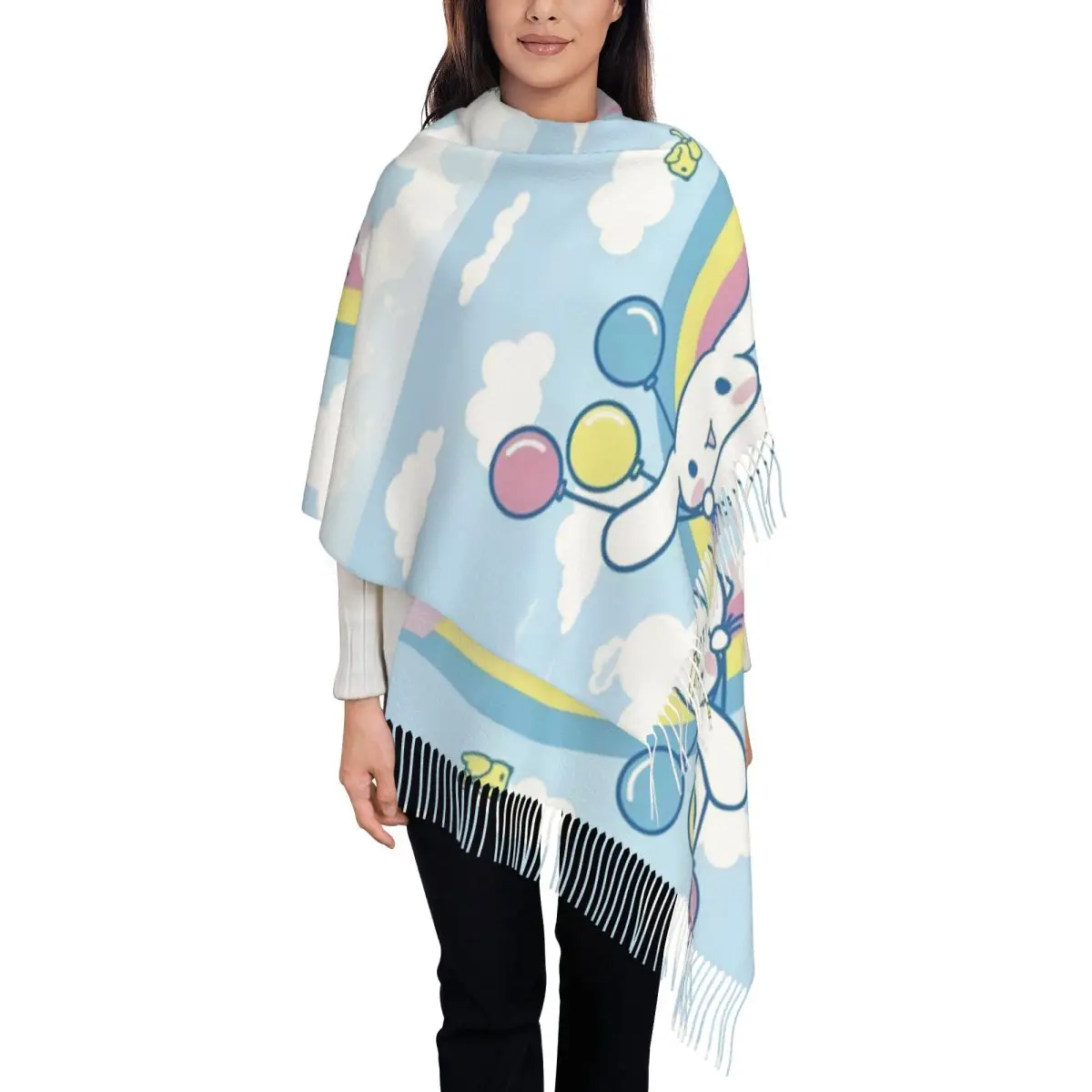 

Женский шарф с кисточками на заказ, мягкие кавайные мультяшные шали, женские зимние шарфы