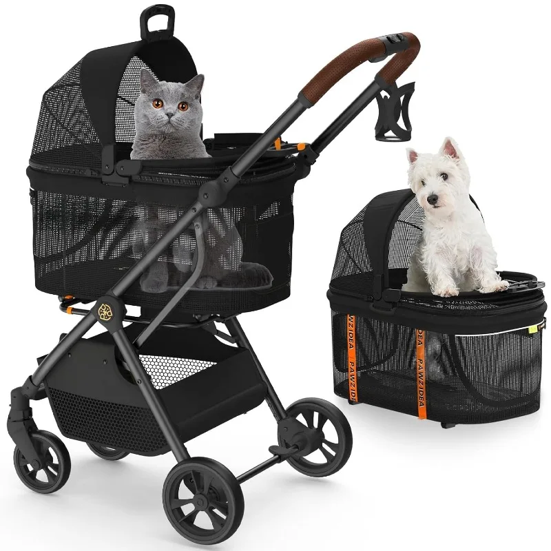 home.Dog Stroller 4 in 1, Pet Stroller for Cats with Detachable Carrier for Small/Medium Dogs/Cats, Seatbelt Car Seat C