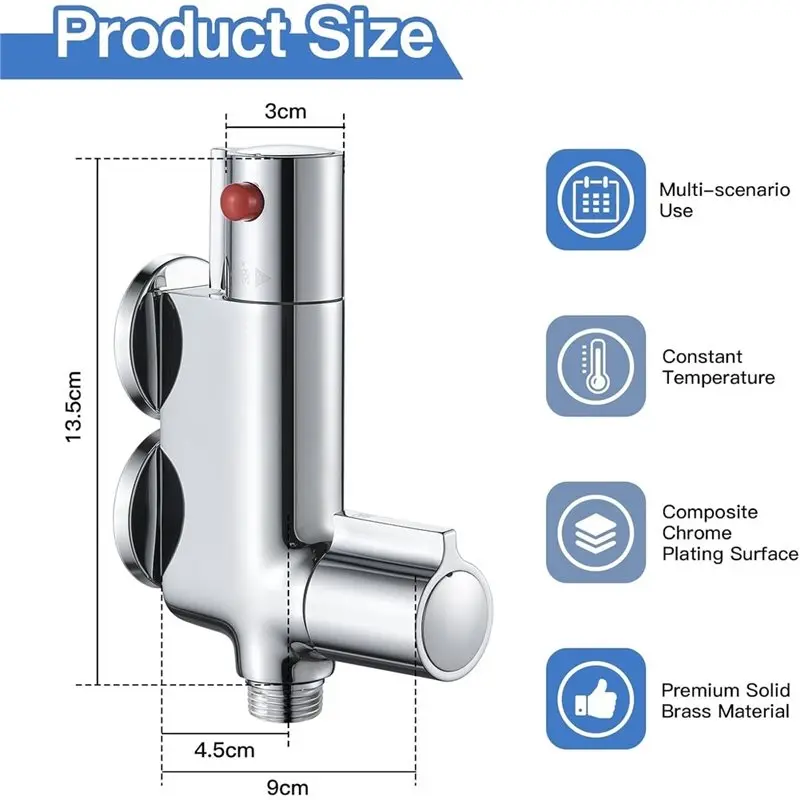 【AC77 Top !! 】Mini-Thermostatic Brass For RV, For Yacht, Boat Shower Mixer Bar Caravan Vertical, 1/2" Outlet Valve