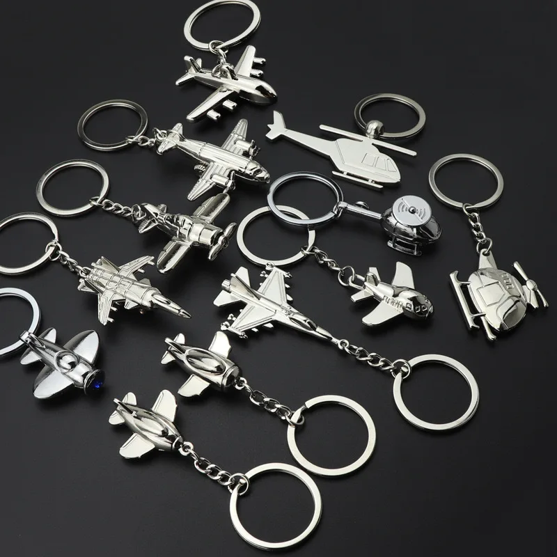 Aircraft Keychain Fighter Pendant Aviation Gift Metal Holder Key Ring Outdoor Locomotive Cool Riding Bag Decoration Accessories
