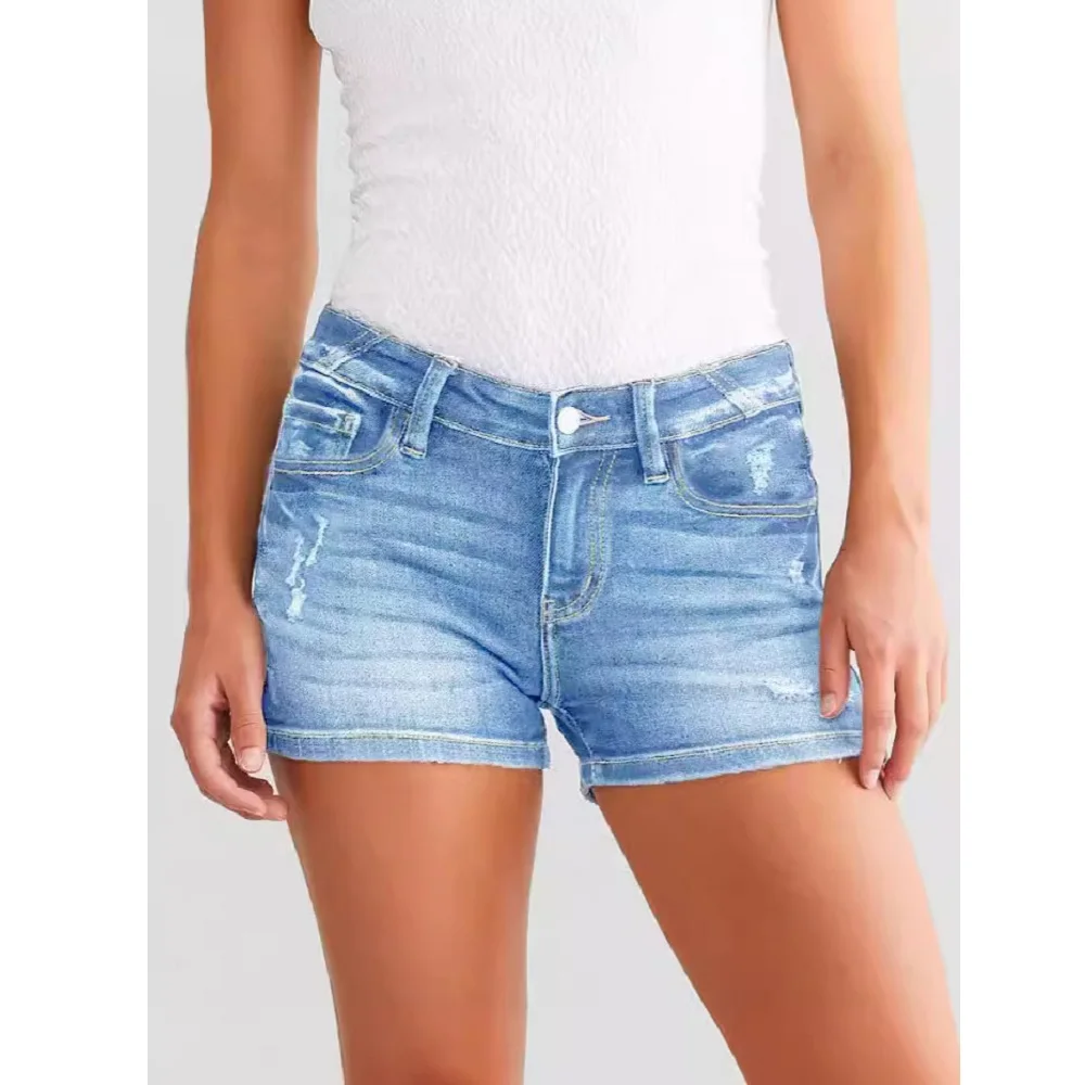 Shorts jeans rasgados para mulheres, calças curtas femininas, jeans de verão, za