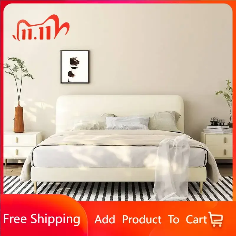 

Headboard Double Bed Frame Wood Metal Elegant Storage Nightstands Twin Bed Frame Queen Size Cama Moderno Lujo Home Furniture