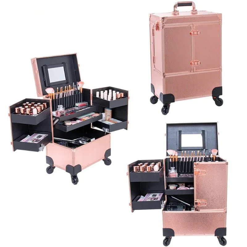 customized nail table rose gold rolling nails table salon manicure desk aluminum trolley nail technician table