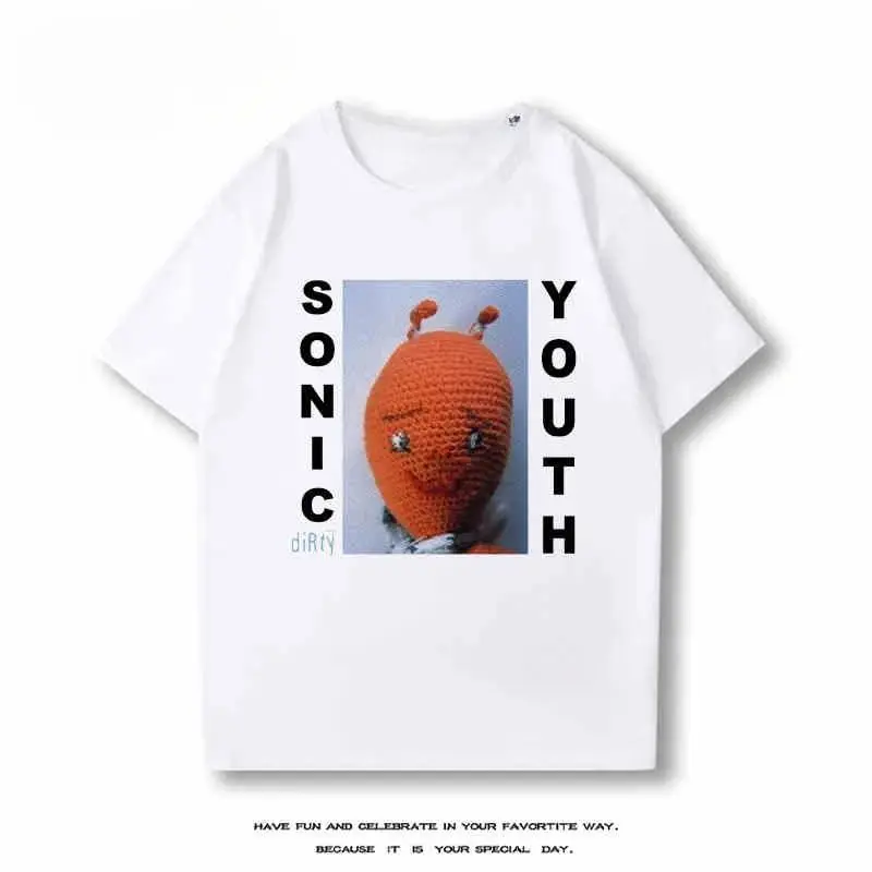 

New 2024 Sonic Youth ort Sve T-irt Men's And Women's Ultra Slim Fit Nine Sve Length Henry Collar Youth Faion