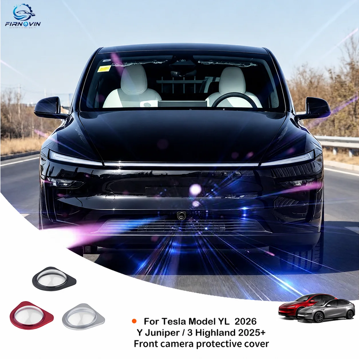 HD Clear Front Camera Protector Cover 9H Tempered Glass for Tesla Model YL Y Juniper 3 Highland 2025+ Standard Rainproof