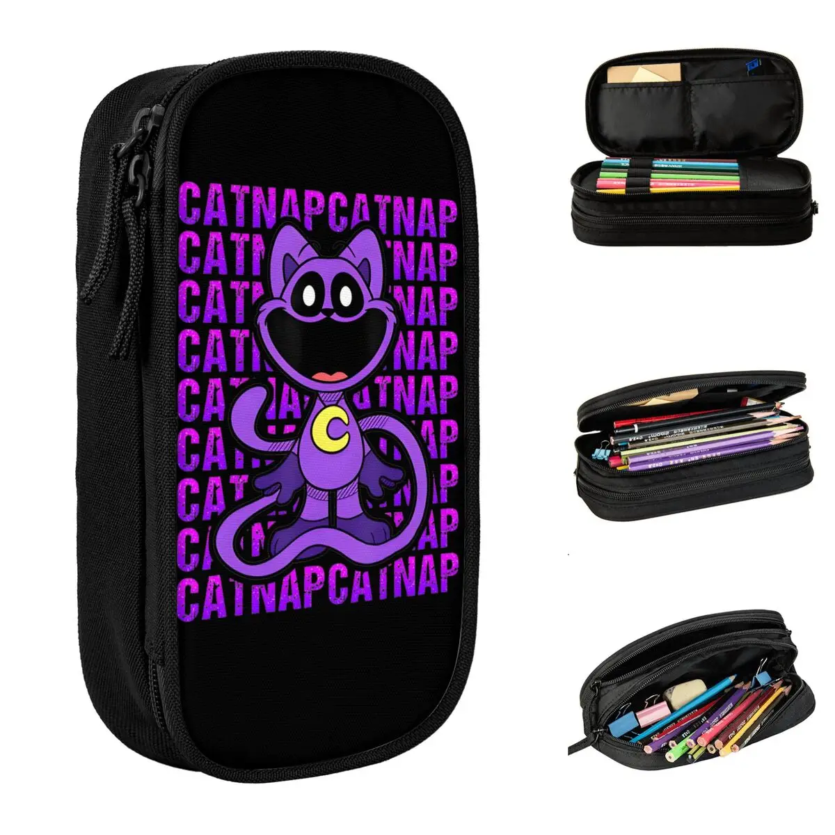 catnap monstro cartoon pencil case grande capacidade escola acessorios pencil box presente de aniversario 01