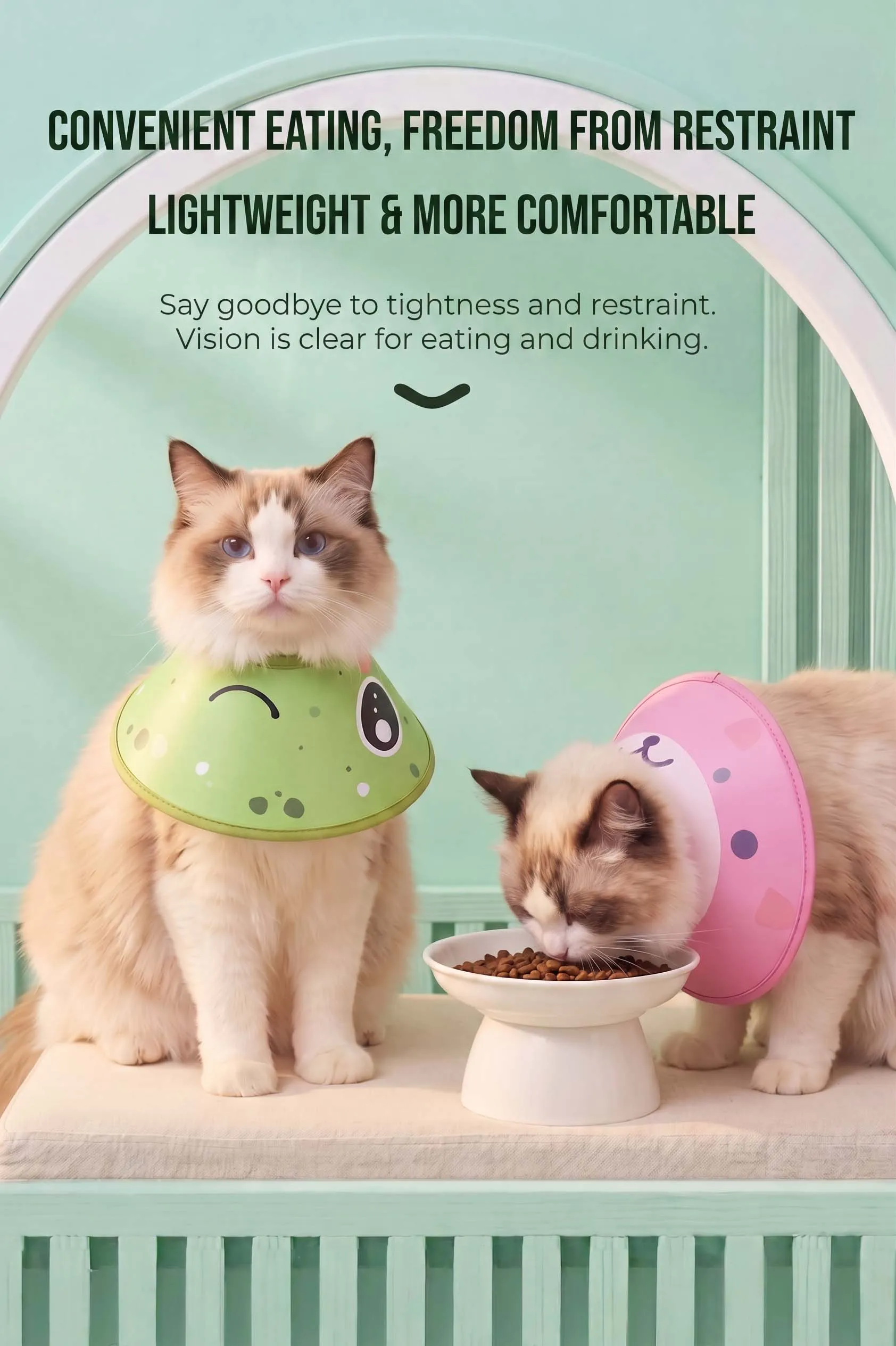 Cartoon-Wundheilungskegel für Hunde und Katzen, starrer, harter EVA-Schutzkragen, Anti-Kau- und Anti-Leck-Schutzkegel mit niedlichem Cartoon-Design – Detail 8