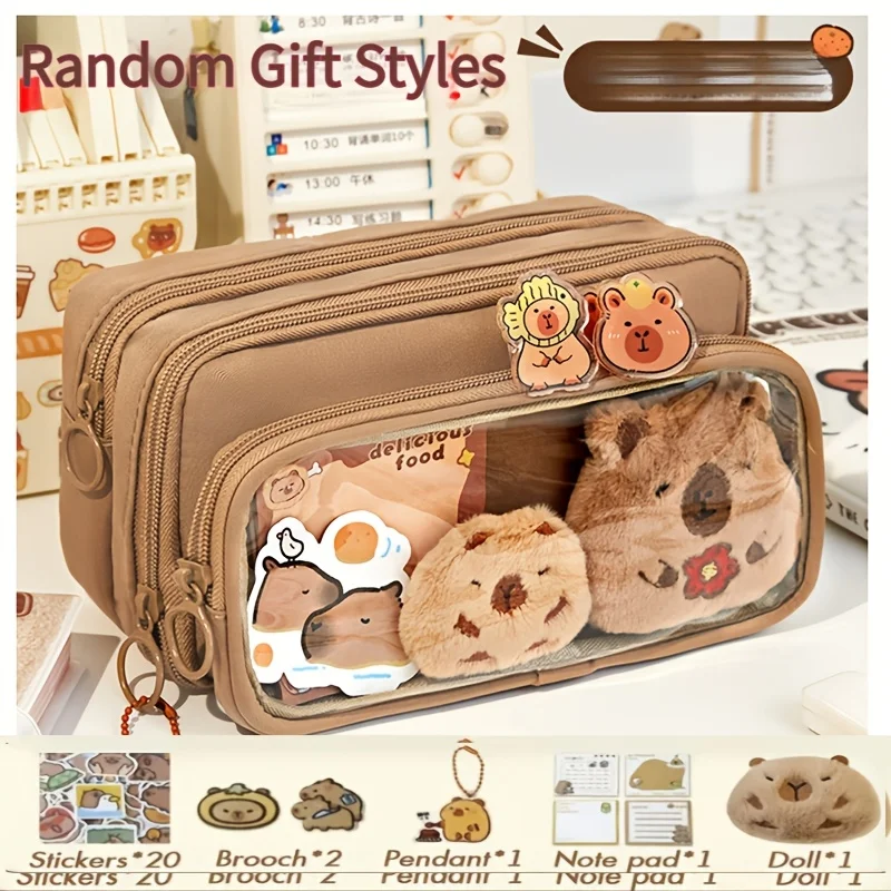 Picture 3: Multi-Layer Large Capacity Pencil Case, Detachable Transparent Layer，[10 Removable Layers] + 25pcs Set (Stickers, Pins, Etc