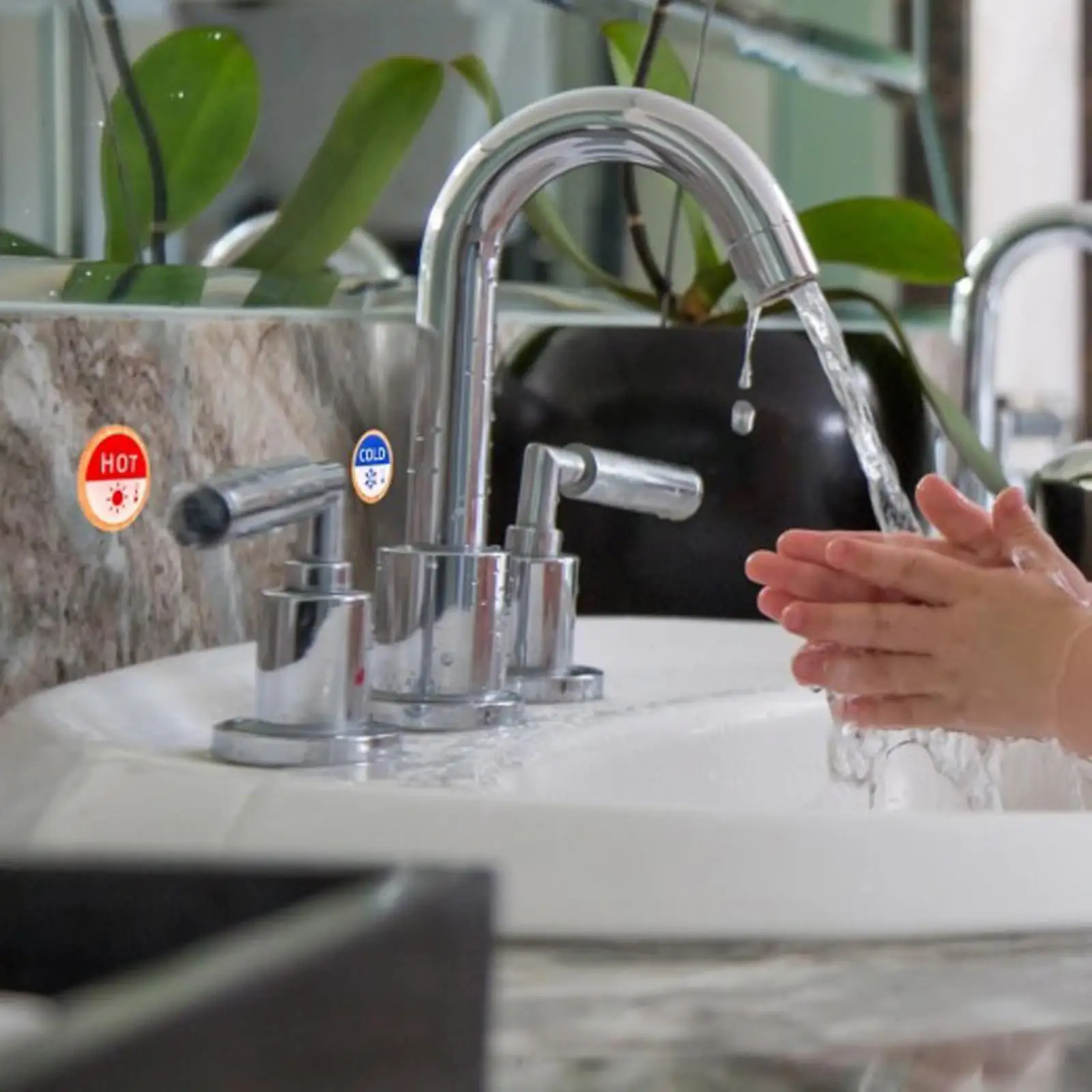 Hot and Cold Labels for Bathroom Faucet Acrylic Outlet Sign Kitchen Sink Tap Marker for Home Office Use